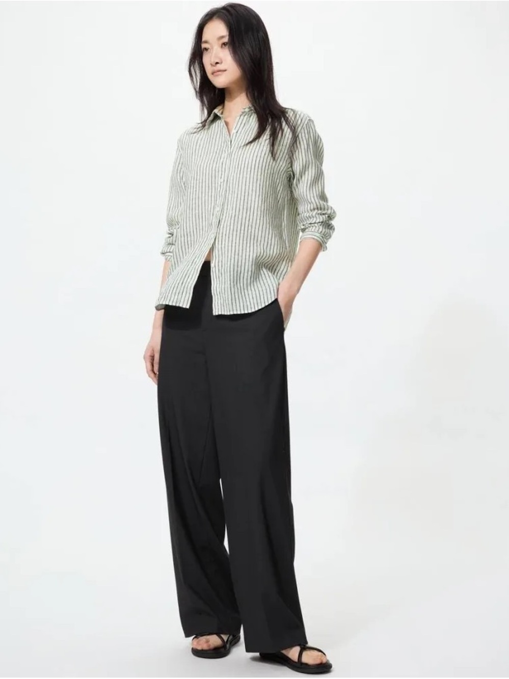 NWT Uniqlo M Wide Leg Business Pant Stretchy Modern Tailored Minimalist Preppy